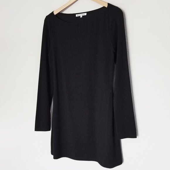 REFORMATION Jaelynn Knit Dress S Black Boat Neck Long Sleeve Mini $148 Tencel - Picture 12 of 15
